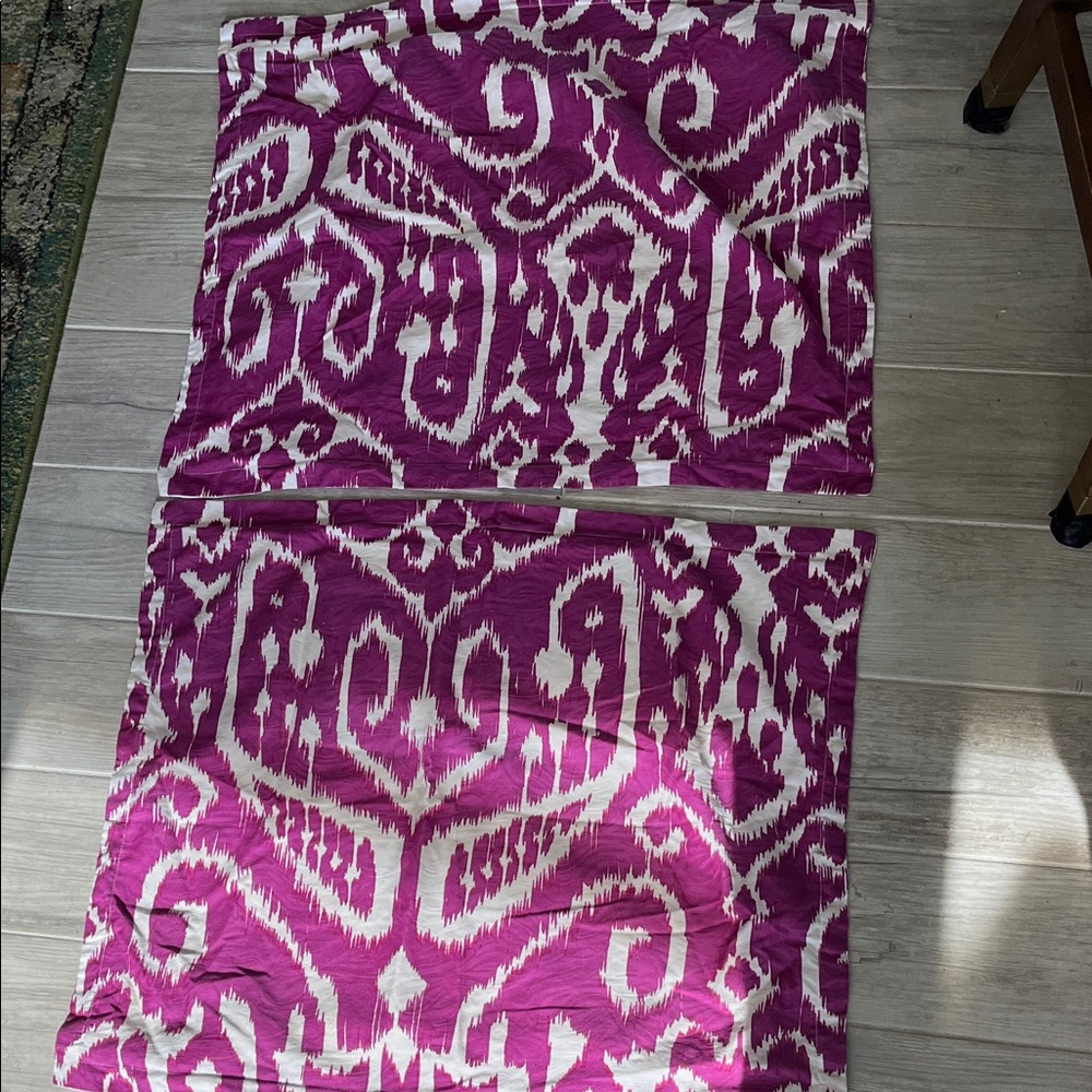 2 Trina Turk Residential  purple Ikat Bohemian pillow shams cotton 22x27